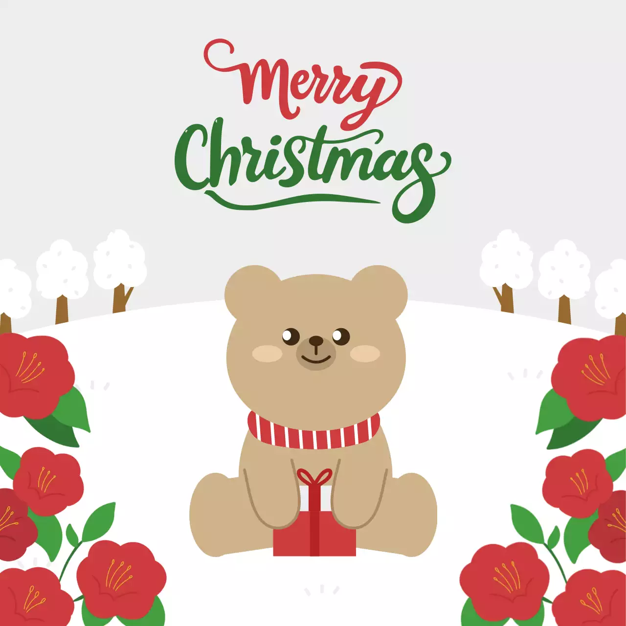 흰색 아기자기한 크리스마스 인사