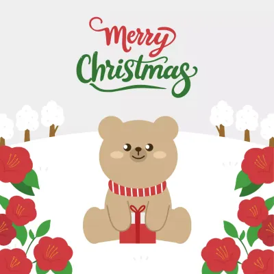 흰색 아기자기한 크리스마스 인사