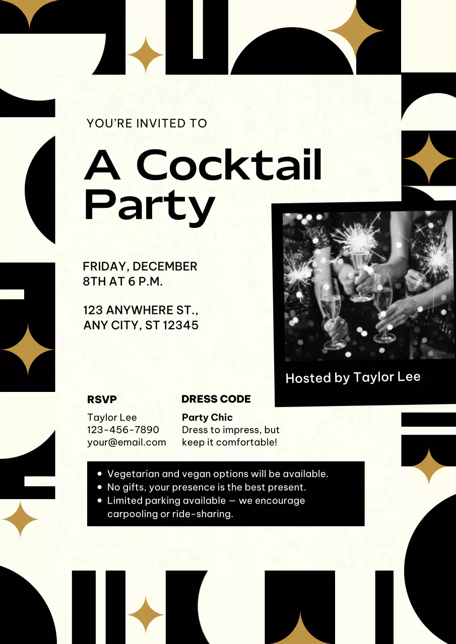 New Year Cocktail Party Invitation Web Poster