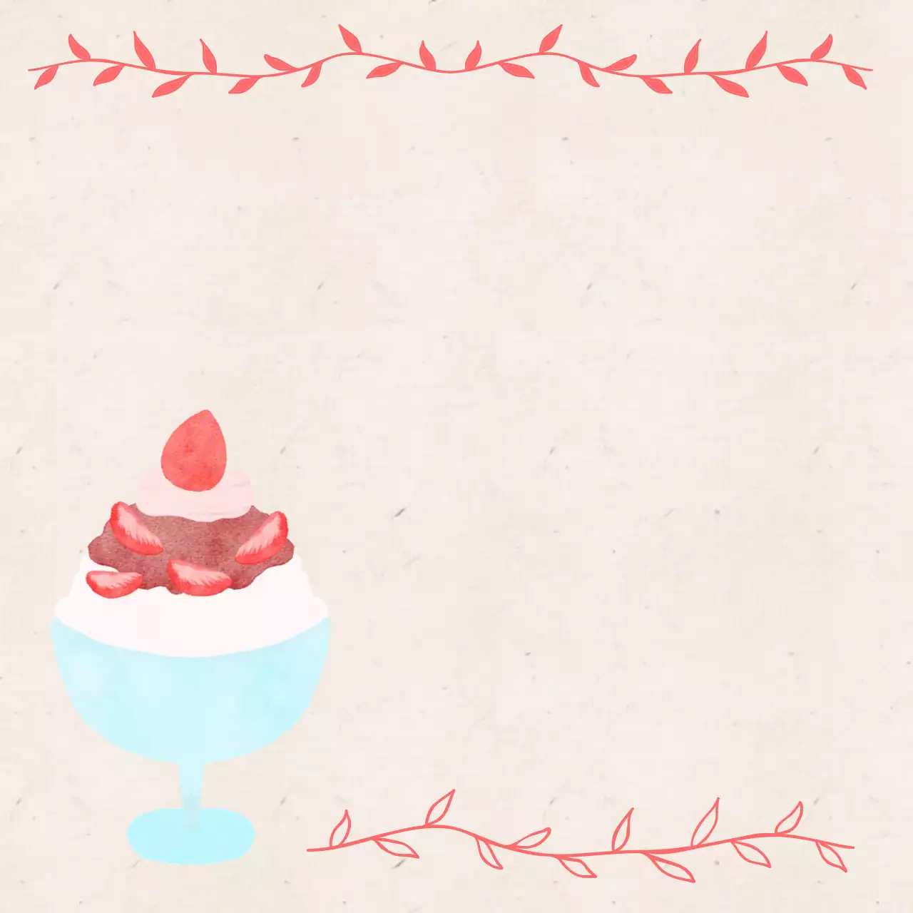 베이지 빈티지 디저트 빙수 엽서