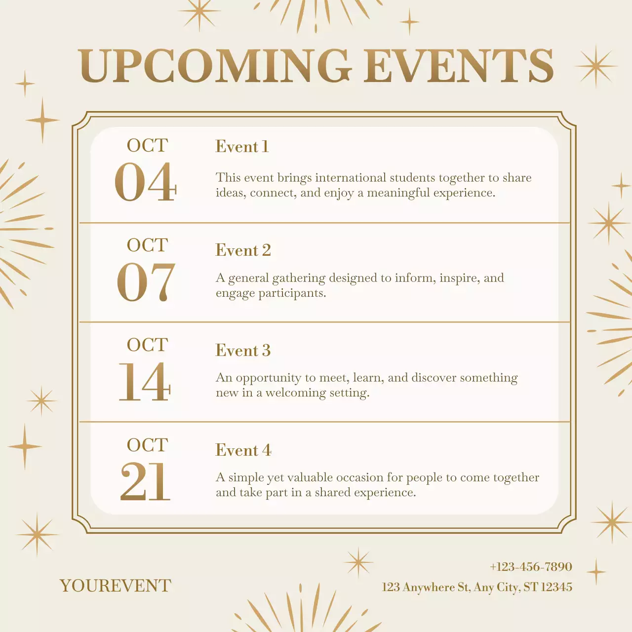 Beige Elegant New Year Event Calendar Instagram Post