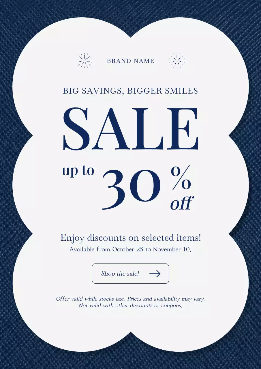 Blue and White Minimal New Year Sale Poster