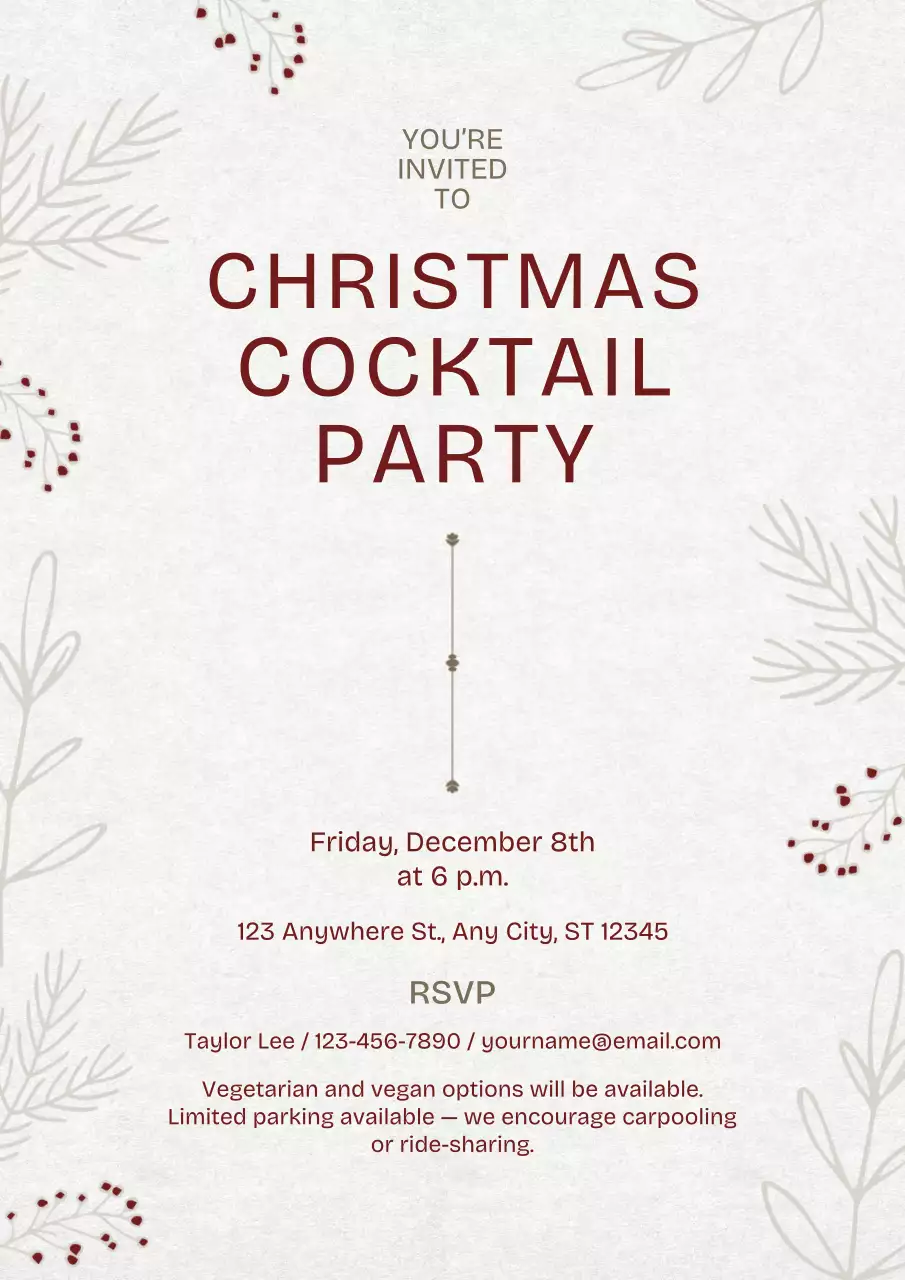 Christmas Cocktail Party Invitation Web Poster