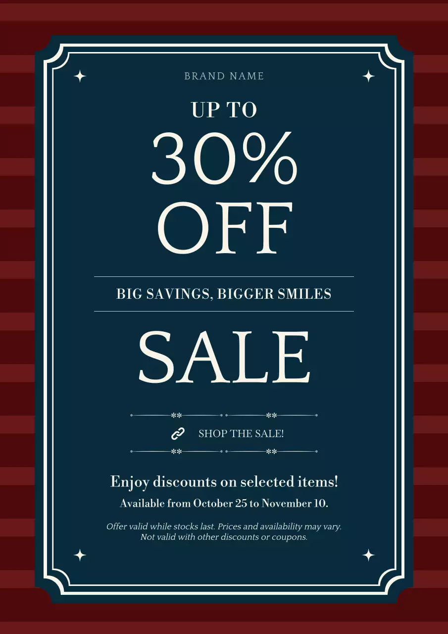 Blue and White Minimalist New Year Sale Poster