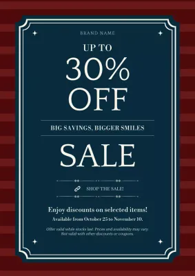 Blue and White Minimalist New Year Sale Poster