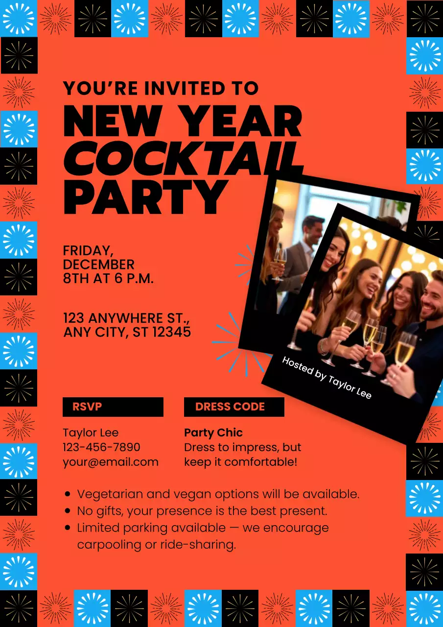 New Year Cocktail Party Invitation Web Poster