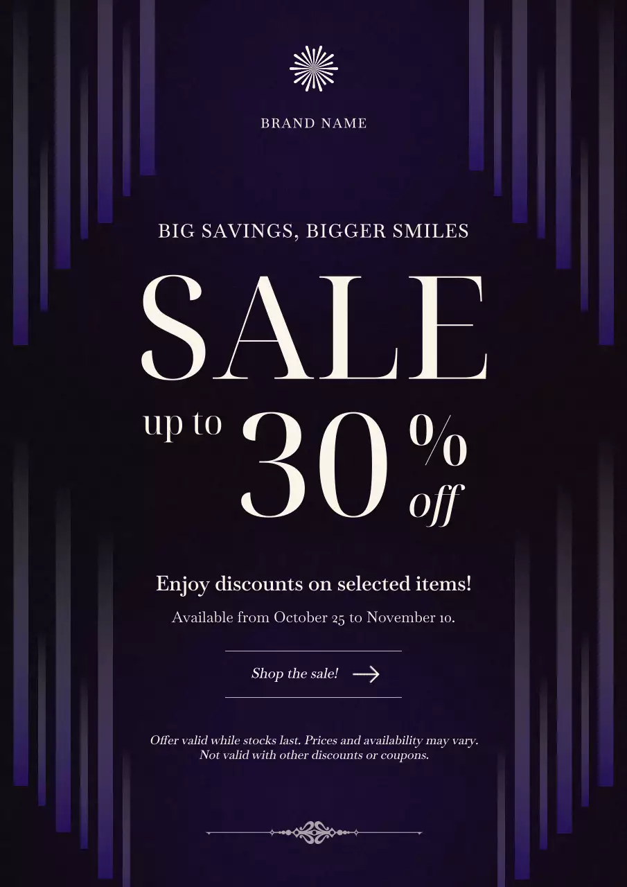 Purple and White Modern Minimalist New Year Sale Poster