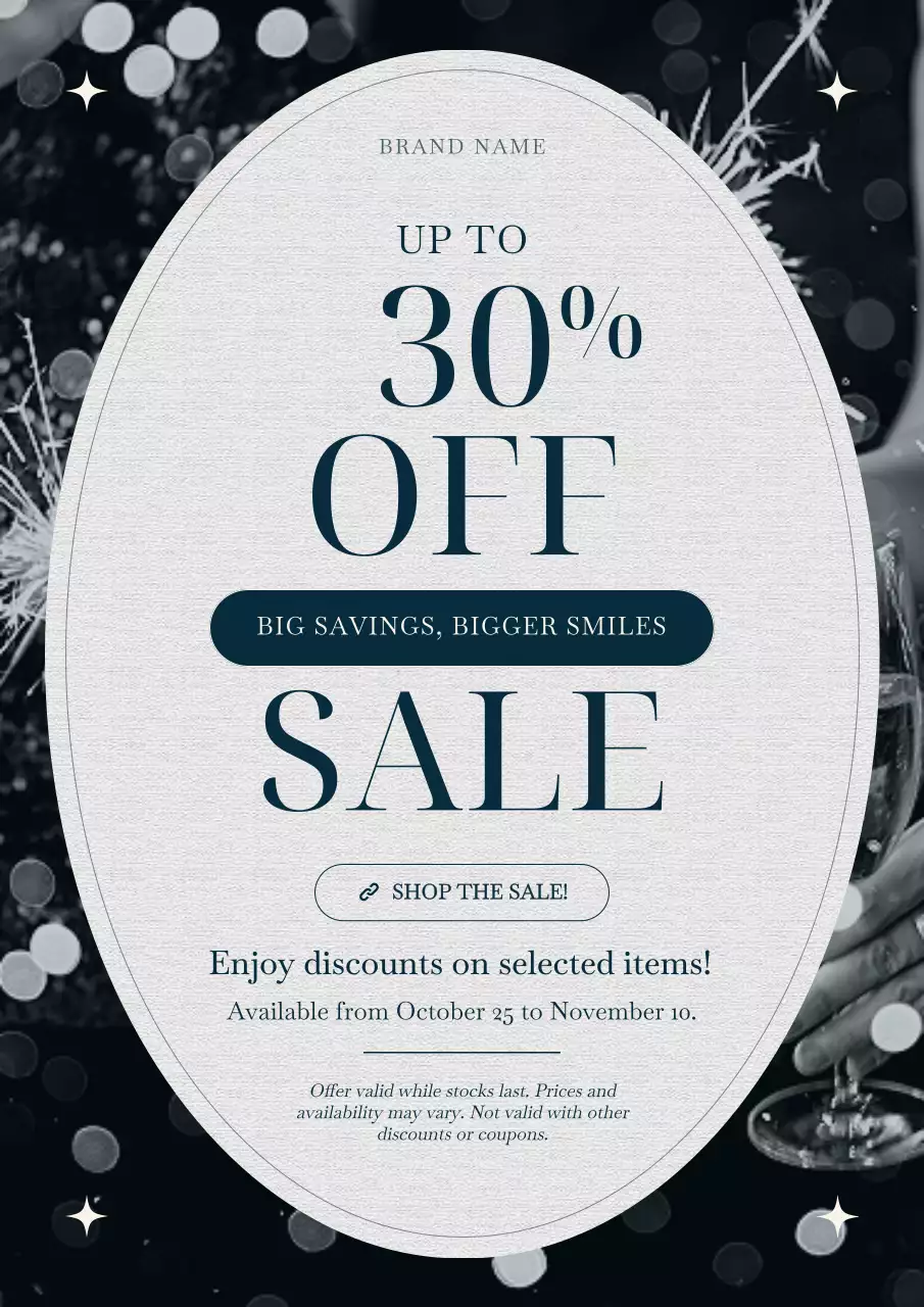 Blue and Grey Minimalist New Year Sale Poster