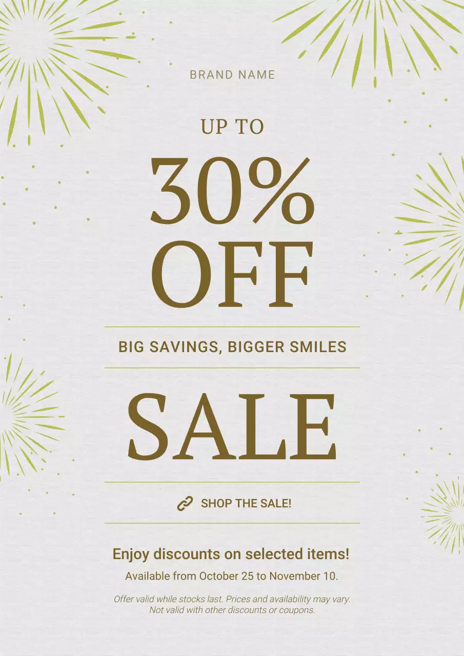 Grey and Gold Minimalist New Year Sale Poster