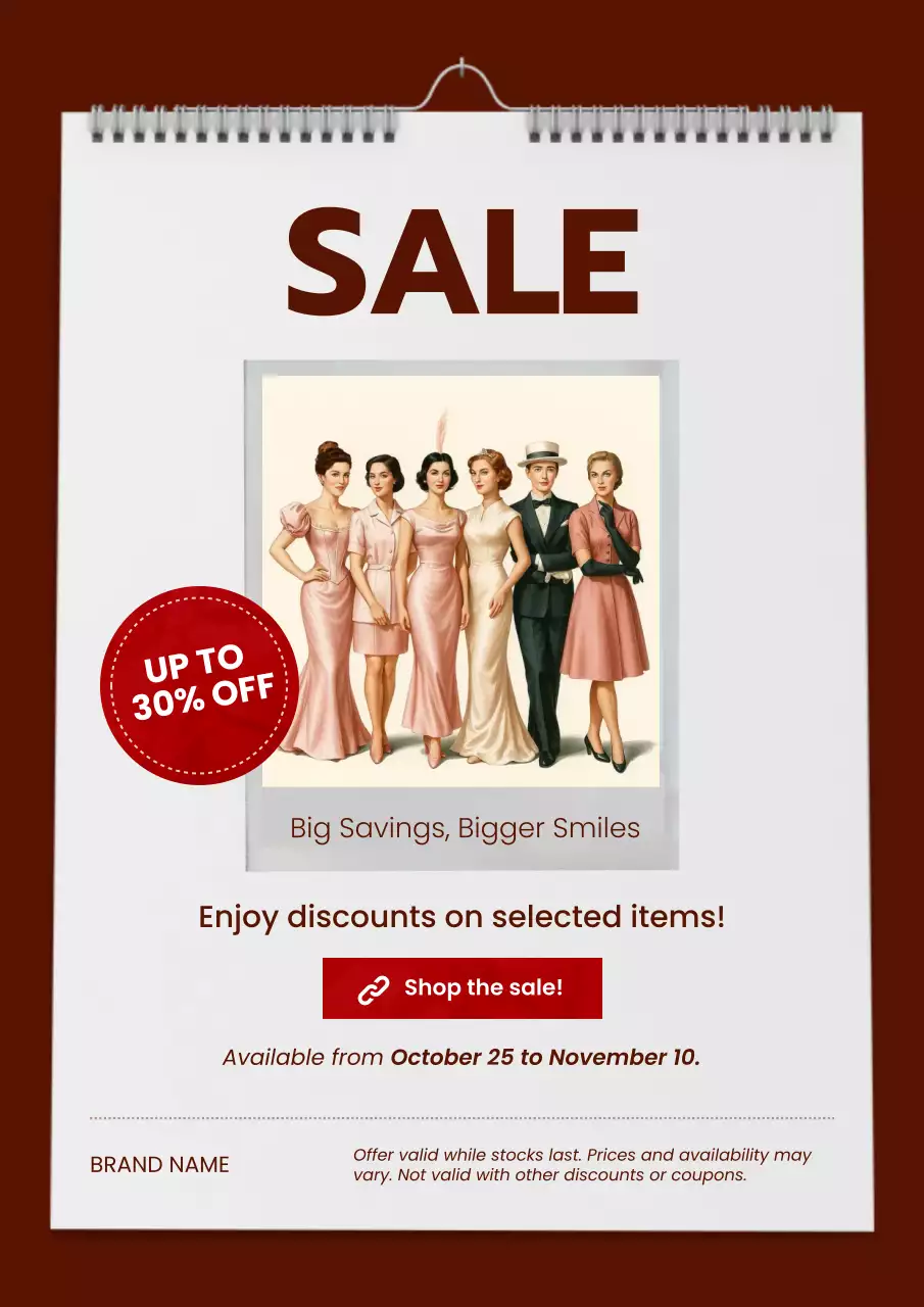 White and Red Bol Modern Fashion New Year Sale Poster