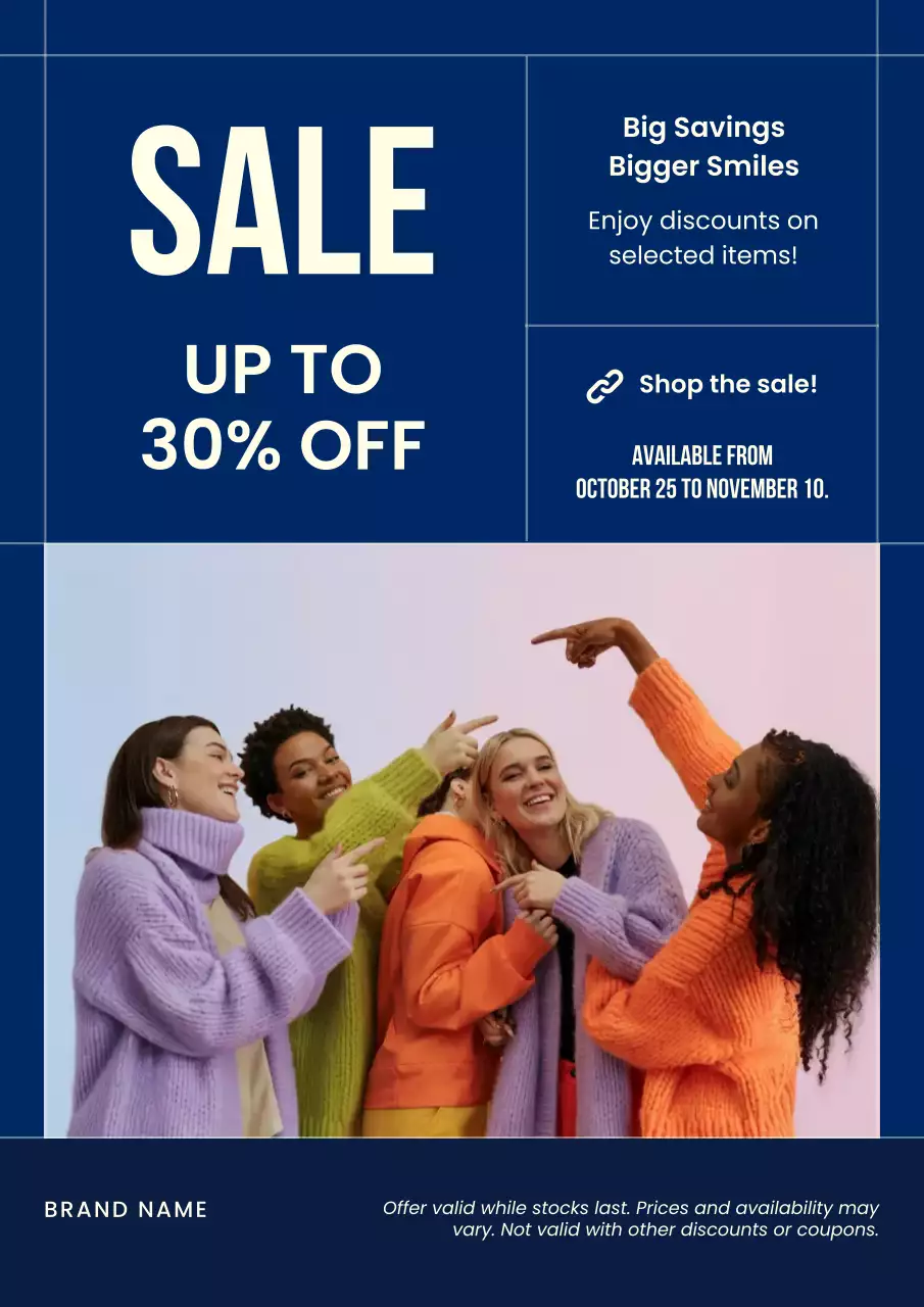 Blue and White Minimal Bold Fashion New Year Sale Poster