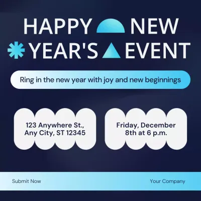 Blue and White Geometric New Year's Event Social Media Square