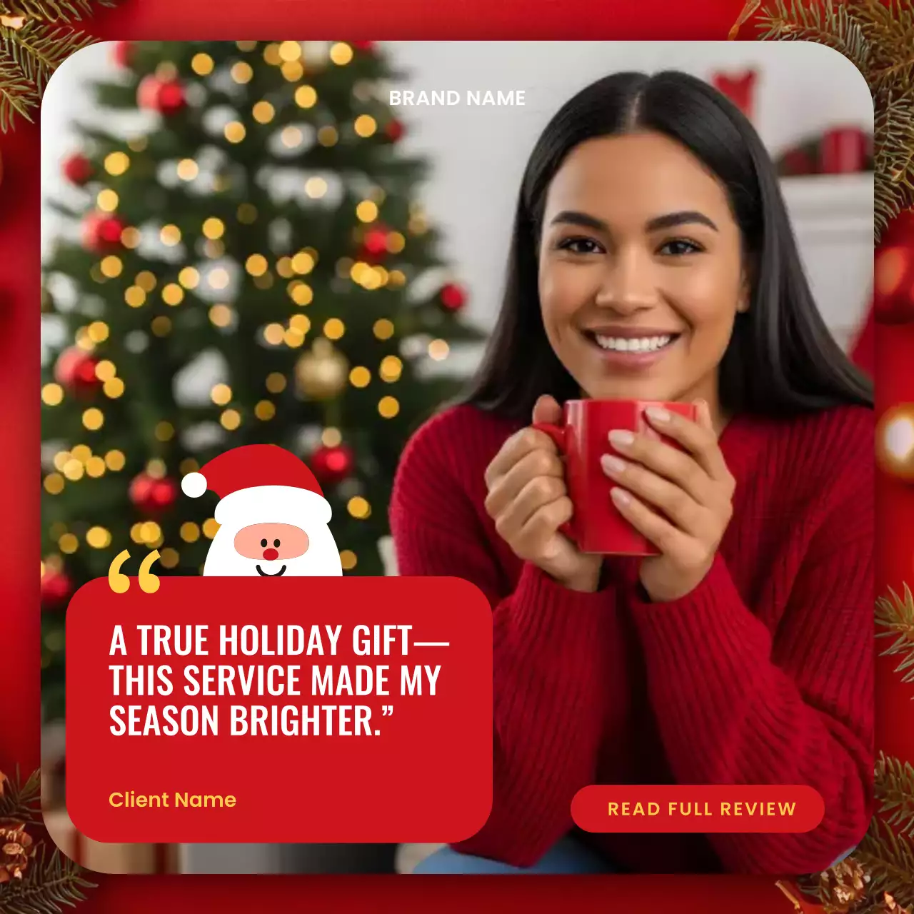 Red Festive Holiday Greeting Social Media Square