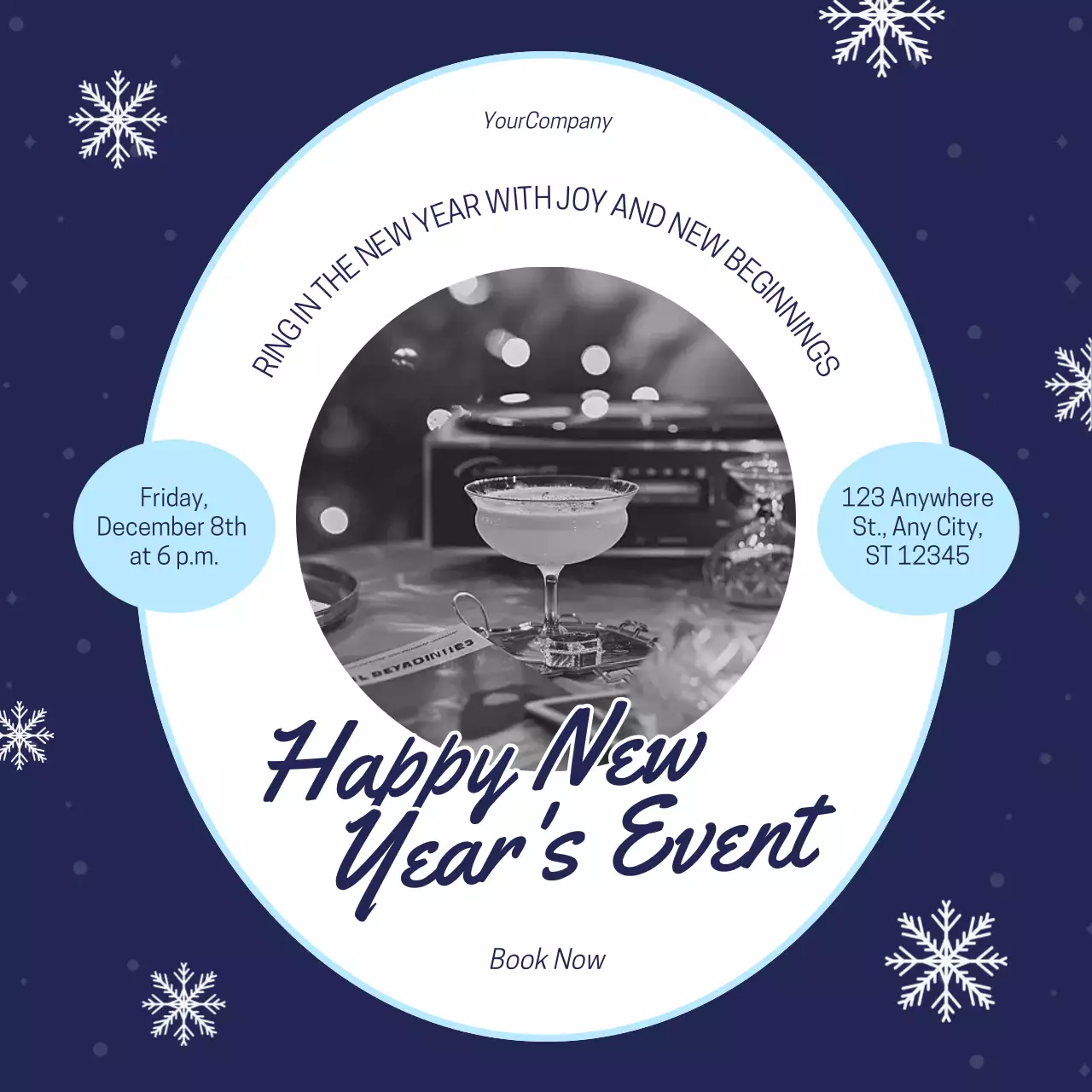 Blue and White Simple Playful New Year's Event Social Media Square