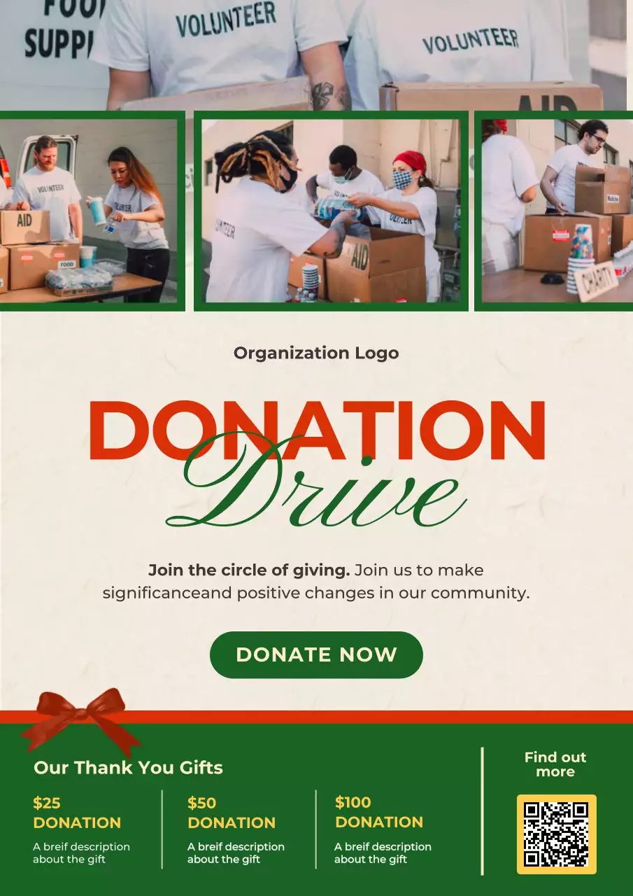 Green Modern Holiday Donation Announcement Poster