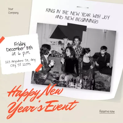 Beige and Red Modern New Year's Event Social Media Square