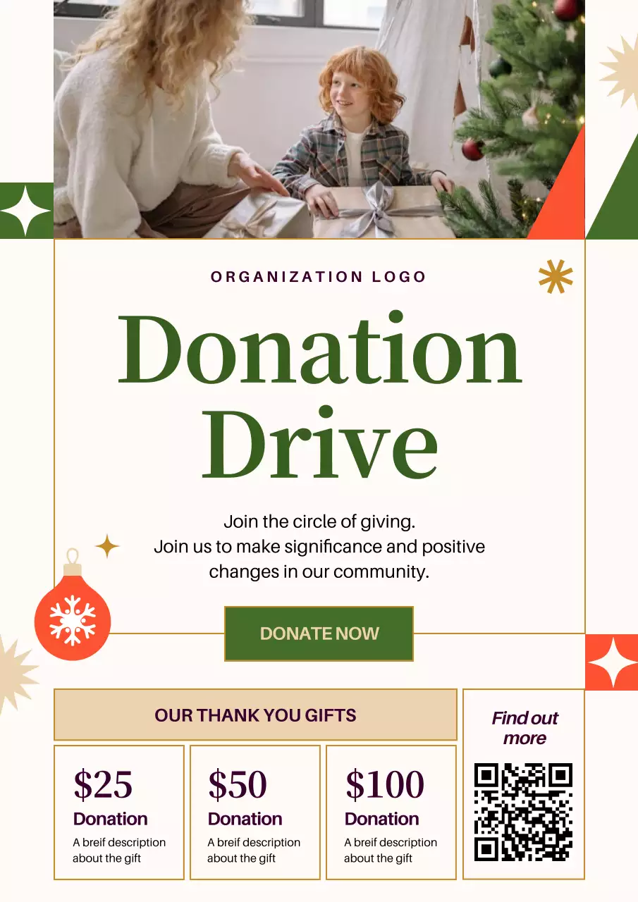 Green Modern Holiday Donation Promotion Poster
