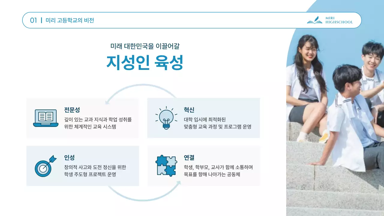 하늘색의 깔끔한 중고등학교 입학 설명회 발표자료