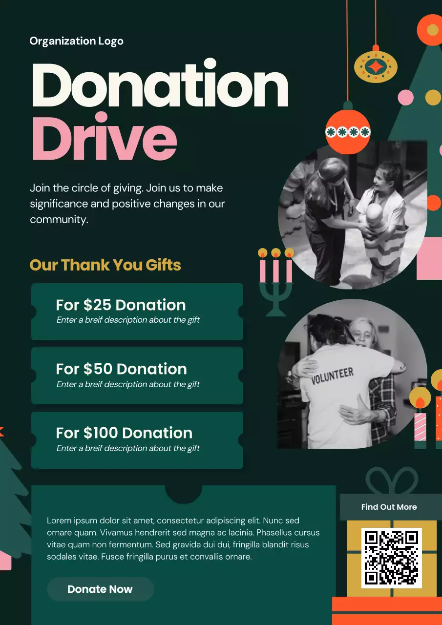 Green Modern Charity Promotion Poster