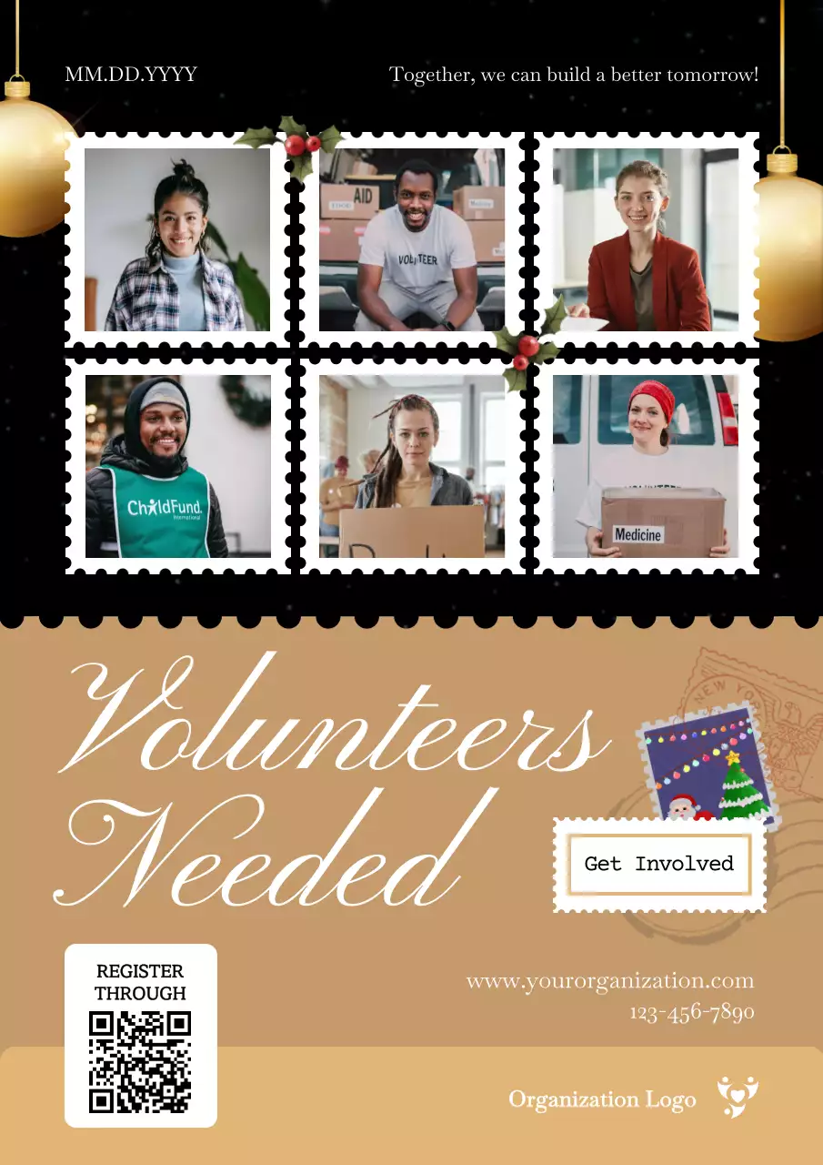 Black Modern Volunteer Promotion Poster