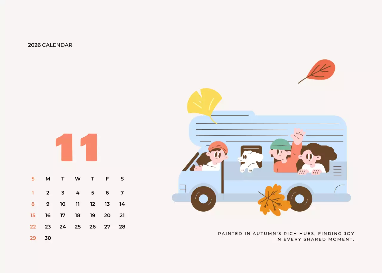 베이지 아기자기한 가족 달력