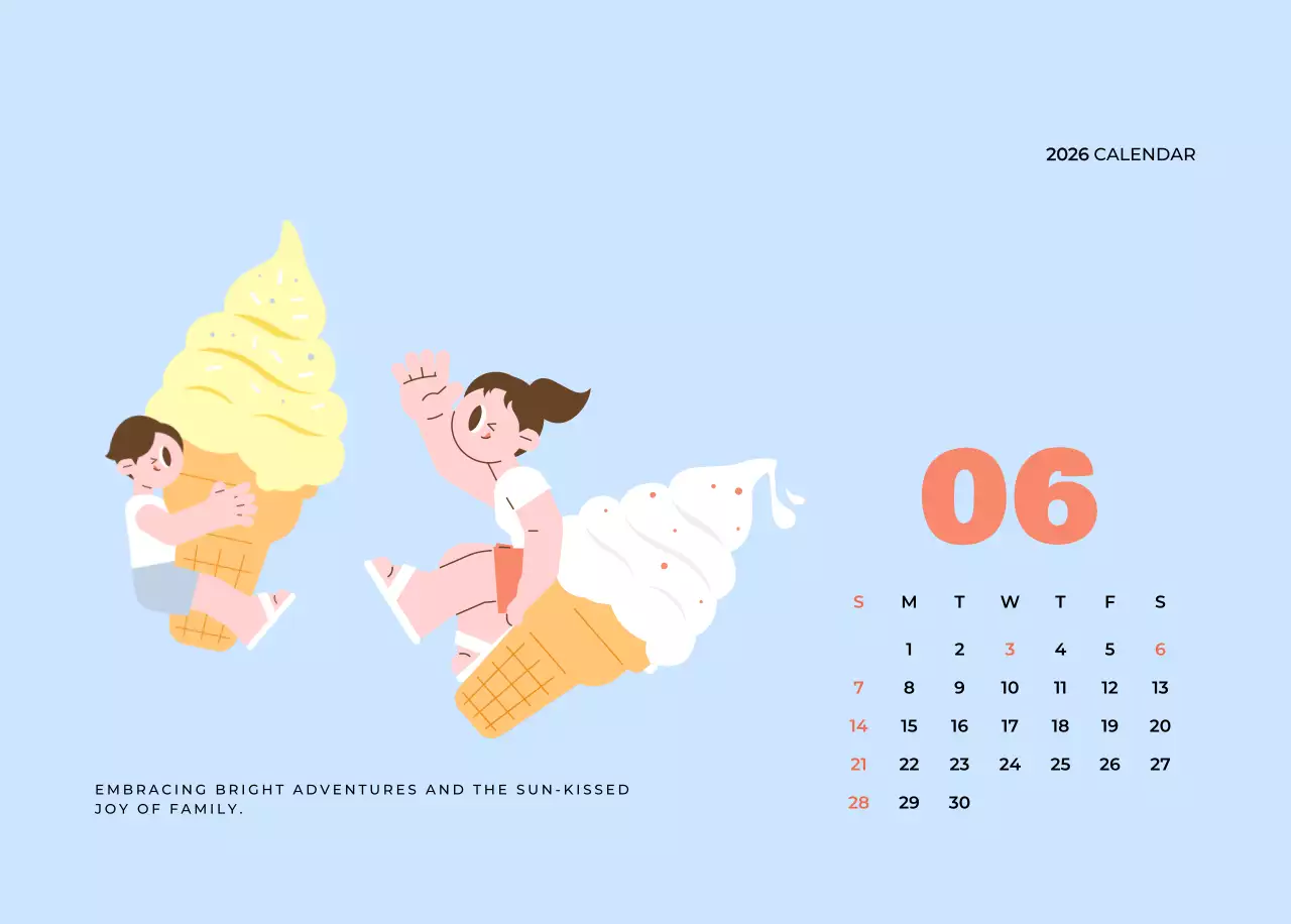 베이지 아기자기한 가족 달력