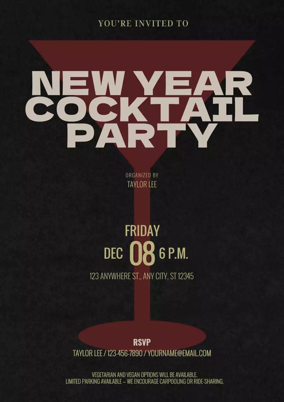 New Year Cocktail Party Invitation Web Poster