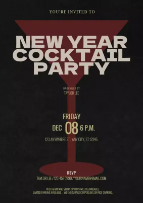 New Year Cocktail Party Invitation Web Poster