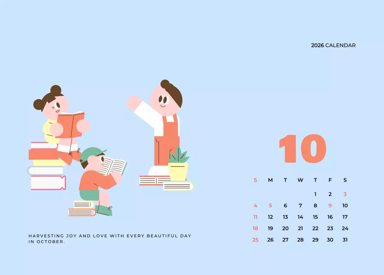 베이지 아기자기한 가족 달력