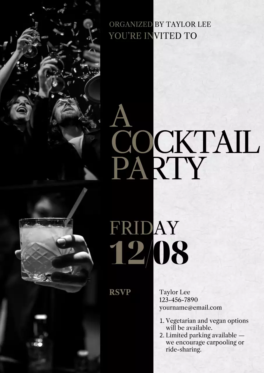 New Year Cocktail Party Invitation Web Poster