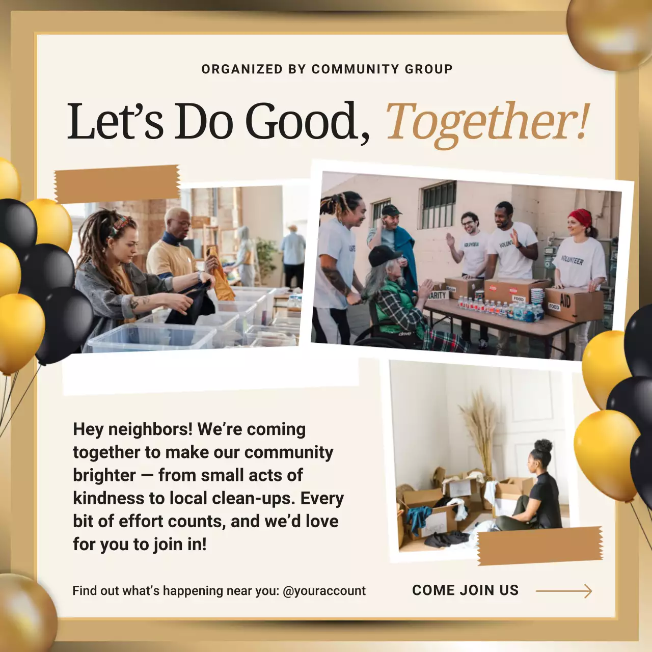 Gold Modern Community Announcement Instagram Post