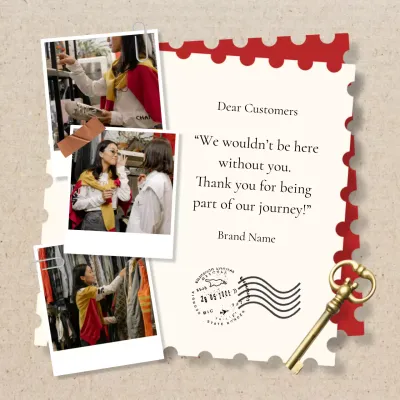 Beige and Red Minimal Modern Retail New Year Greeting Social Media Square