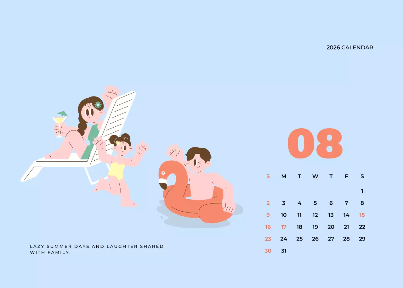 베이지 아기자기한 가족 달력