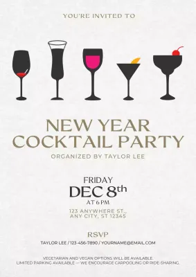New Year Cocktail Party Invitation Web Poster