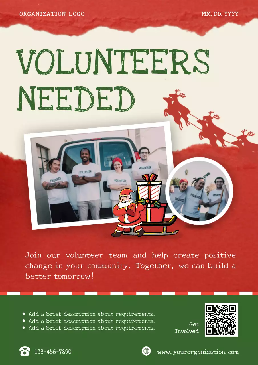 Red Modern Volunteer Recruitment Poster