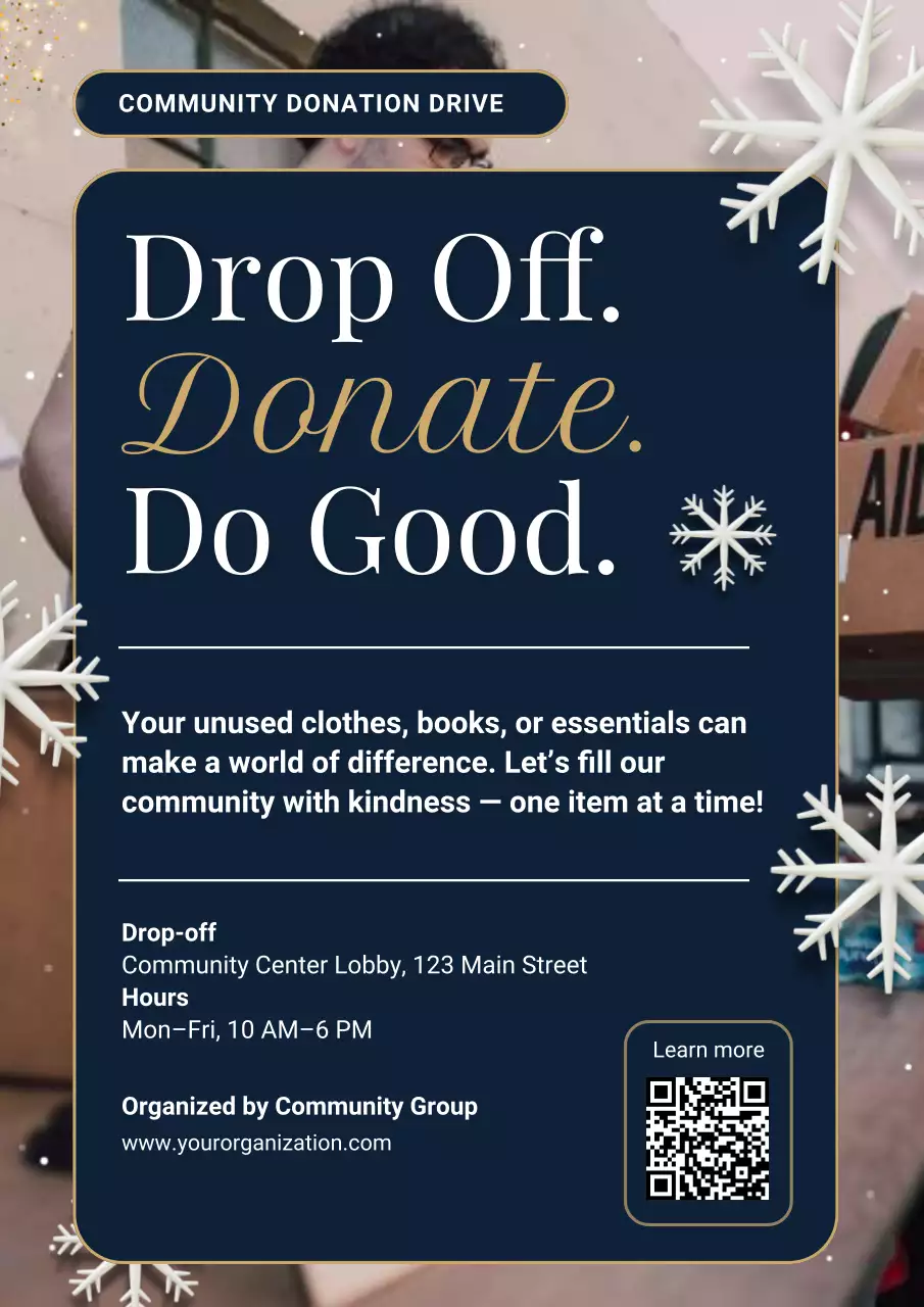 Navy Modern Donation Announcement Poster