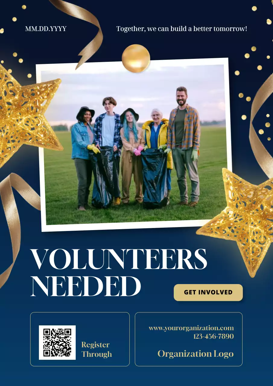 Navy Elegant Volunteer Announcement Poster