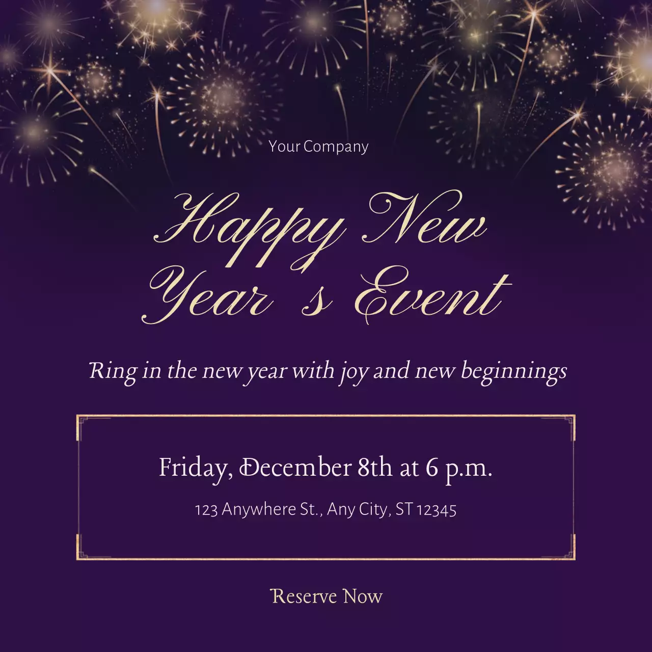 Black and Gold Minimalist New Year's Event Social Media Square