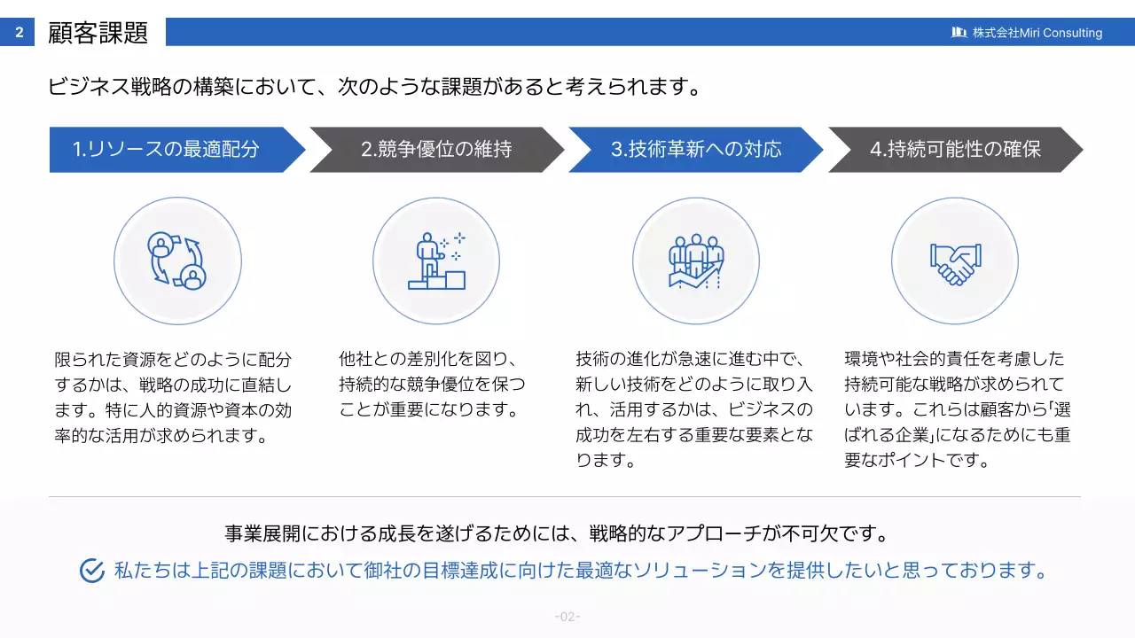 青 モダン ビジネス 提案書  プレゼンテーション