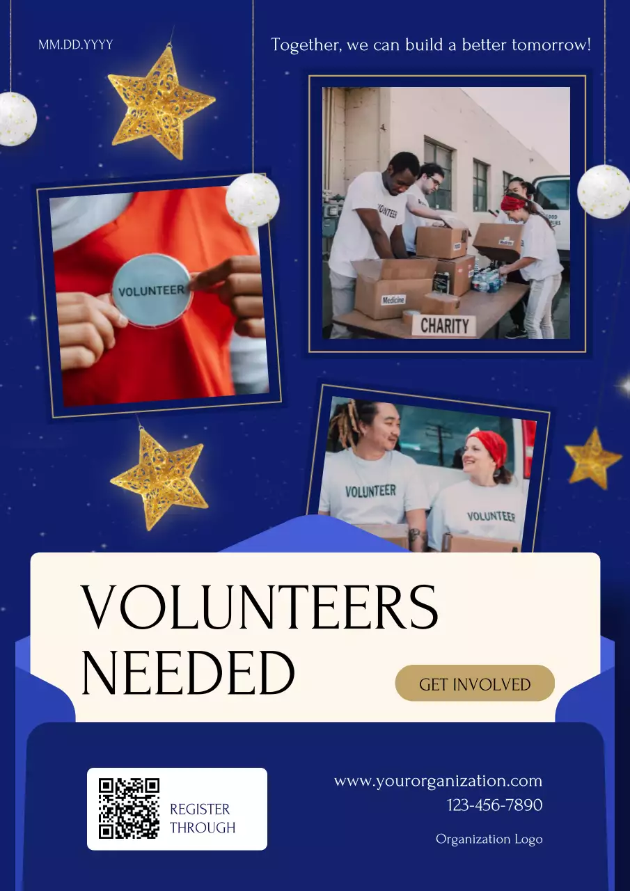 Blue Modern Volunteer Recruitment Poster
