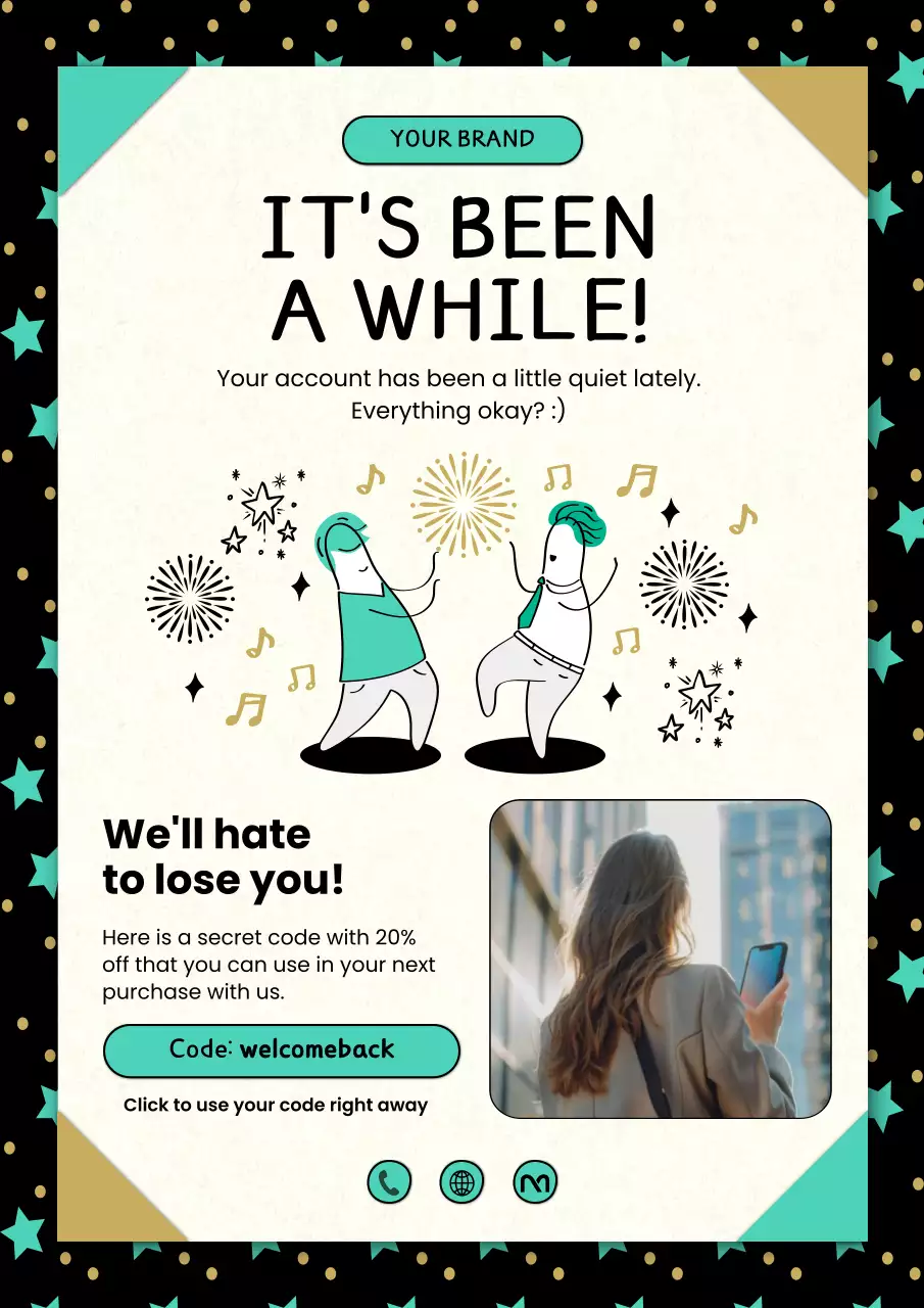 Teal Playful New Year Promotion Poster