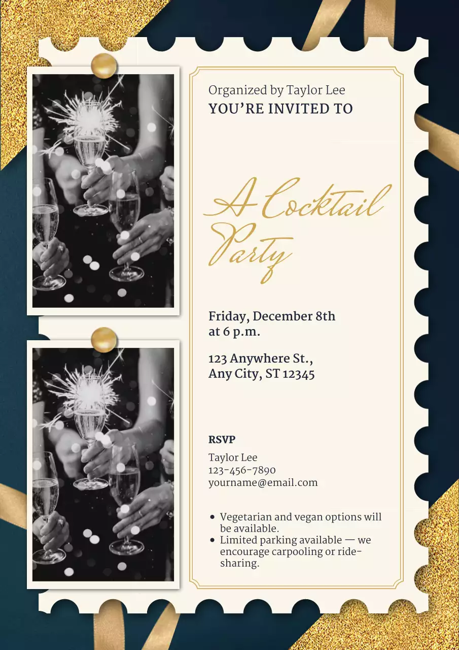 New Year Cocktail Party Invitation Web Poster