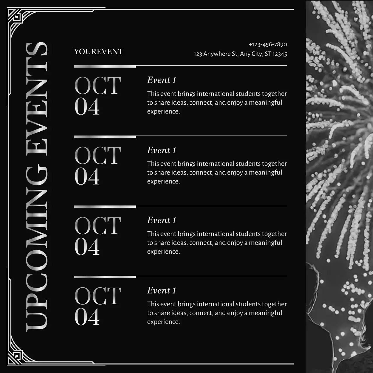 Black and Silver Elegant New Year Event Announcement Instagram Post