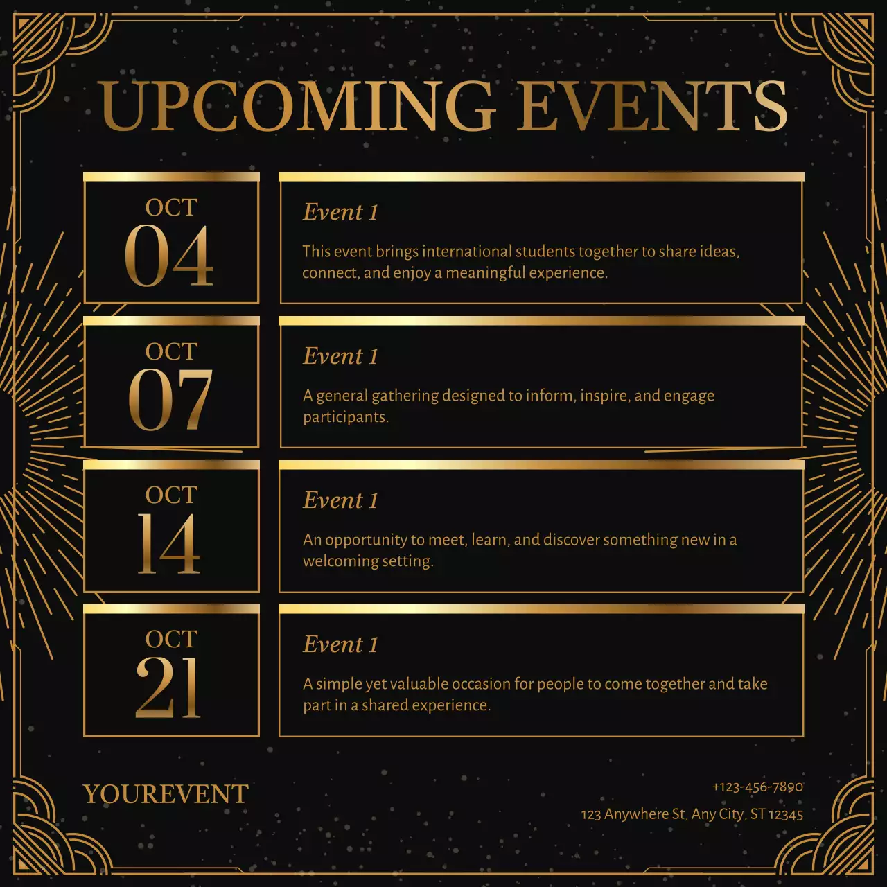 Black and Gold Art Deco New Year Event Announcement Instagram Post