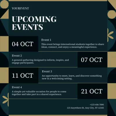 Green and Gold Modern New Year Event Schedule Instagram Post