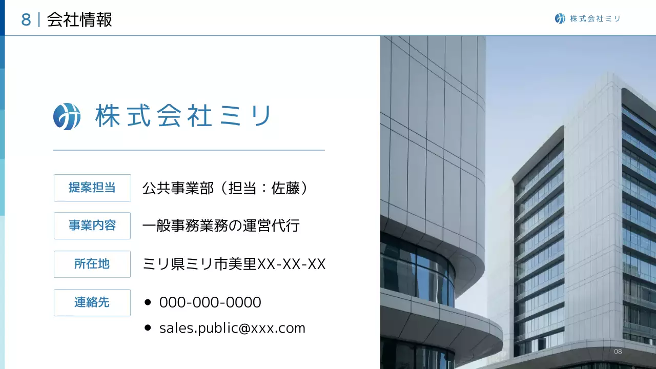 青 シンプル ビジネス 提案書 プレゼンテーション