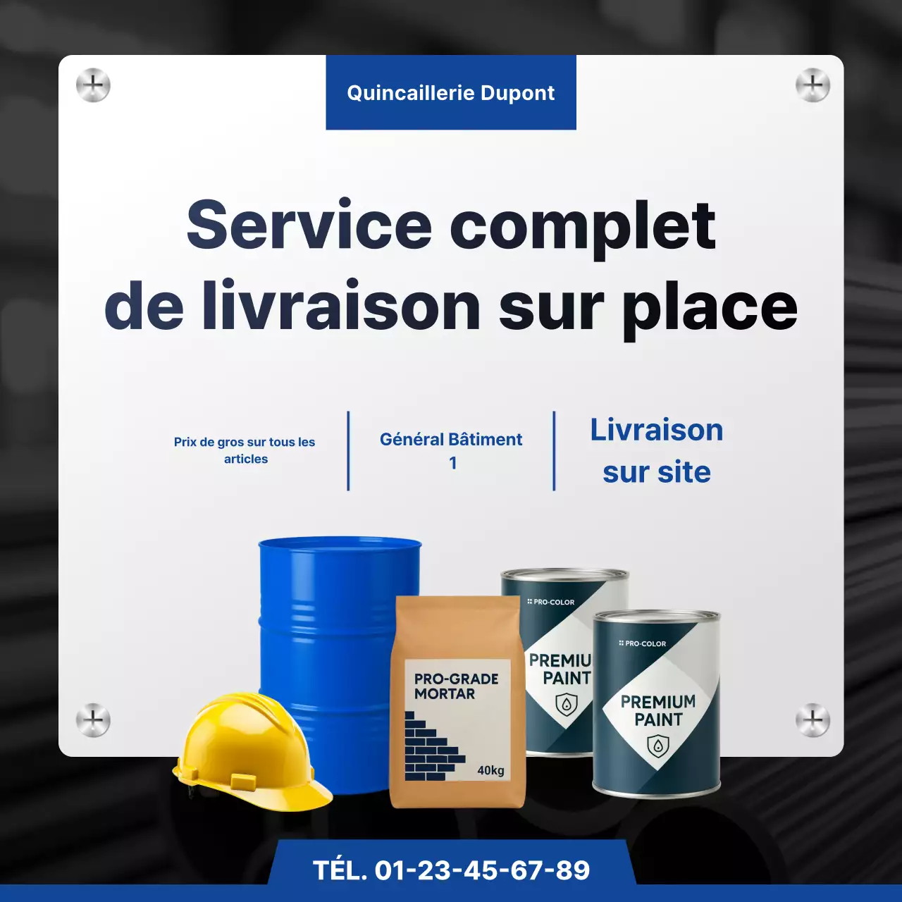 Publicité pour Blue Simple Building Materials
