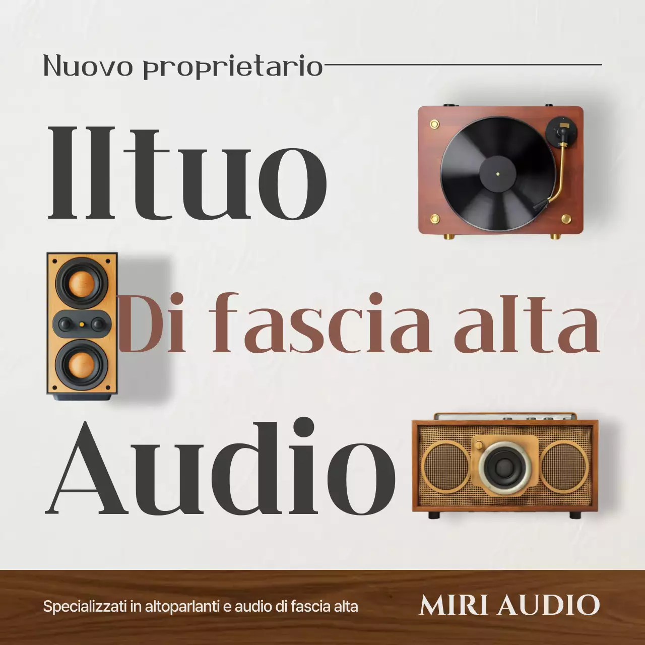 Pubblicità audio vintage beige