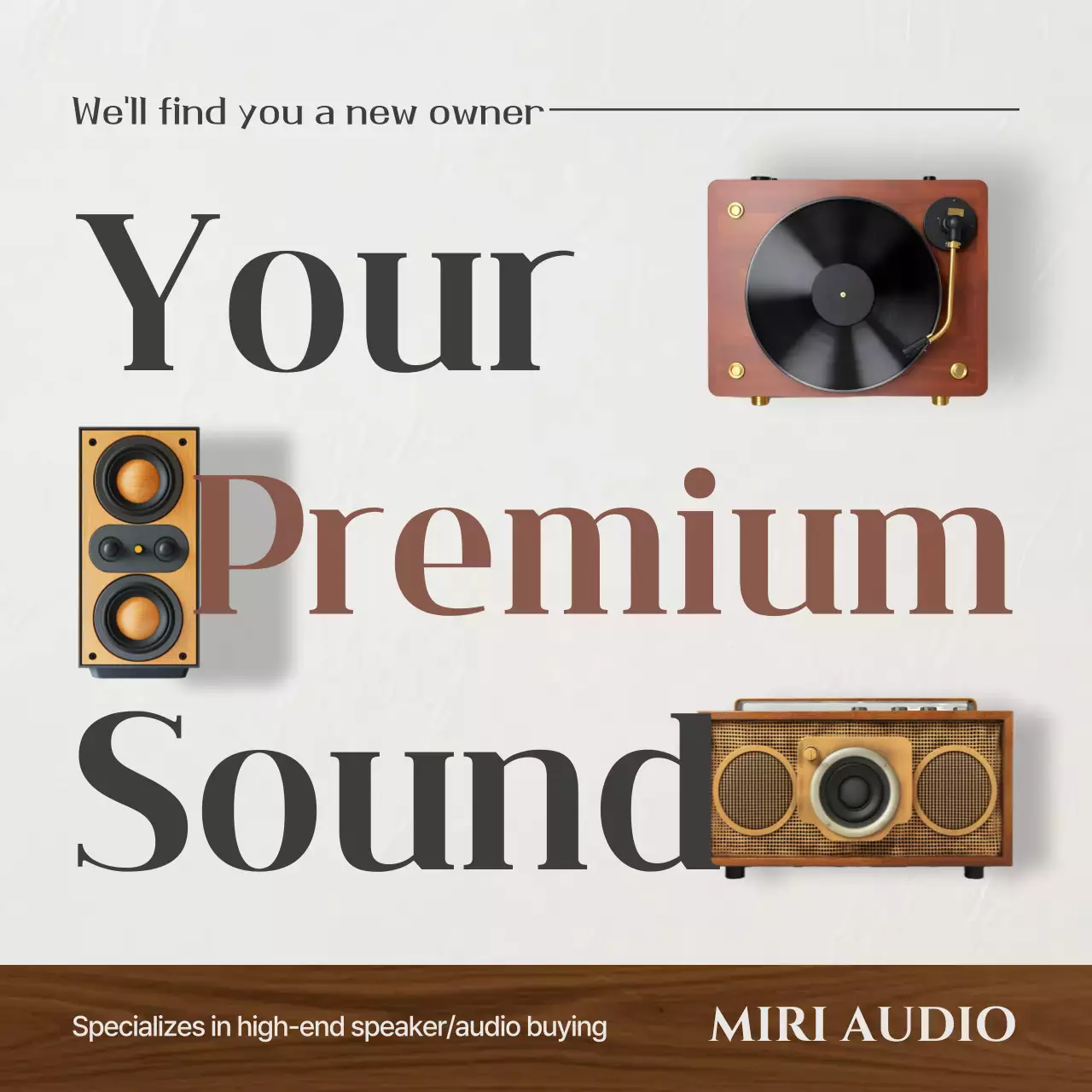 Quảng cáo âm thanh cổ điển màu be