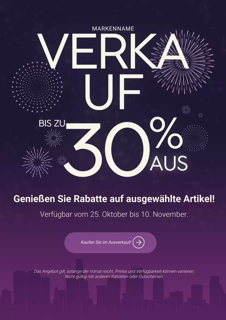 Lila-weißes modernes minimalistisches Neujahrs-Verkaufsplakat